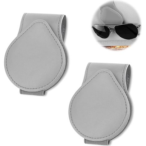 Porte-Lunettes de Voiture, Porte-Lunettes en Cuir pour Voiture, Lot de 2 Porte-Lunettes pour Pare-Soleil de Voiture, Porte-Lunettes de Soleil de Voiture, Porte-Cartes à Billets (1/5)