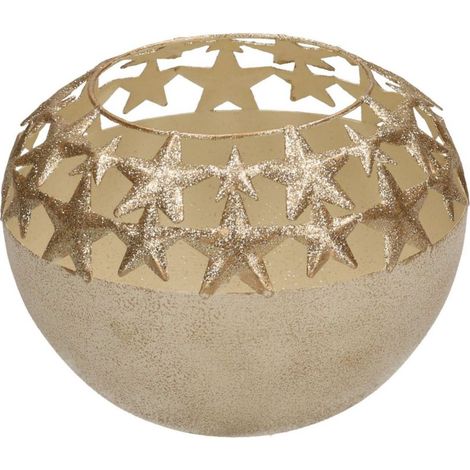 PORTACANDELE METALLO ORO STELLE TONDO 1P