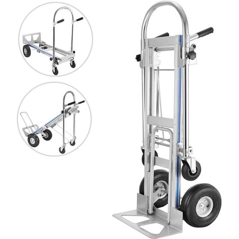 Chariot de transport pliable en aluminium 3-en-1, robuste et pratique pour charges lourdes. (1/5)