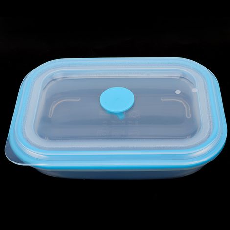 600 ml rechteckige, tragbare, faltbare Lunchbox aus lebensmittelechtem Silikon (Blau) (1/5)