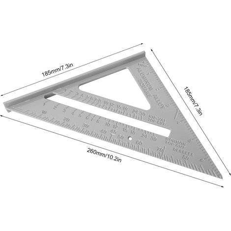 Équerre impériale de 7 pouces, équerre à angle droit à fond large et à base épaisse (90°), équerre en aluminium, équerre à angle droit pour le travail du bois, équerre à angle droit (45°) (1/5)