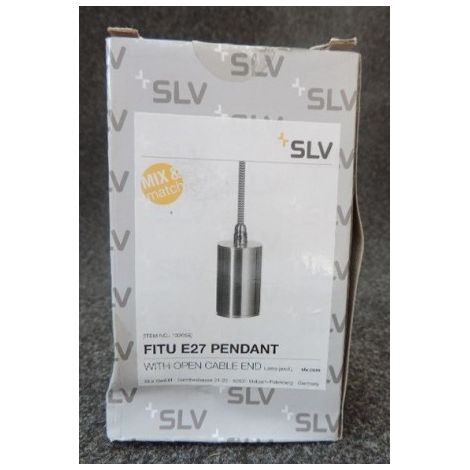 Suspension ronde alu brossé câble 2,5M pour lampe E27 max 60W série Fitu SLV DECLIC 132656