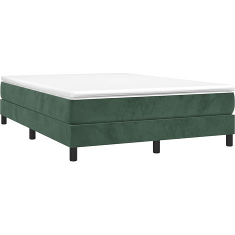 vidaXL Sommier à lattes de lit et matelas Vert foncé 140x190cm Velours (1/5)