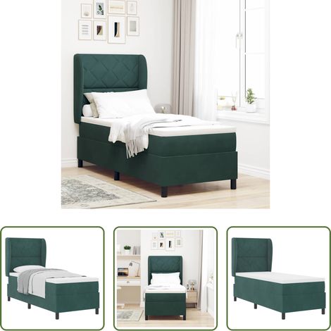 vidaXL Polyesterbett - Boxspringbett mit Matratze Dunkelgrün 200 x 80 cm Samt (1/5)