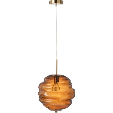 Suspension style ruche 30x30x34 cm en verre marron