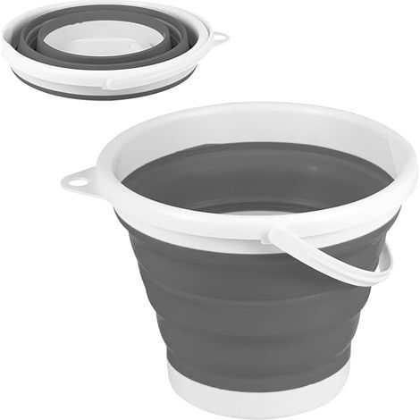 Collapsible Bucket Pop Up Bucket Portable Water Bucket Collapsible Silicone Bucket Foldable Bucket Foldable Bucket Cleaning Bucket Camping Fishing Travel Grey (1/5)