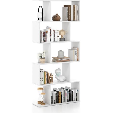 Libreria/divisorio a 5 ripiani 70 x 23,5 x 158 cm design moderno legno ingegnerizzato bianco 200015032