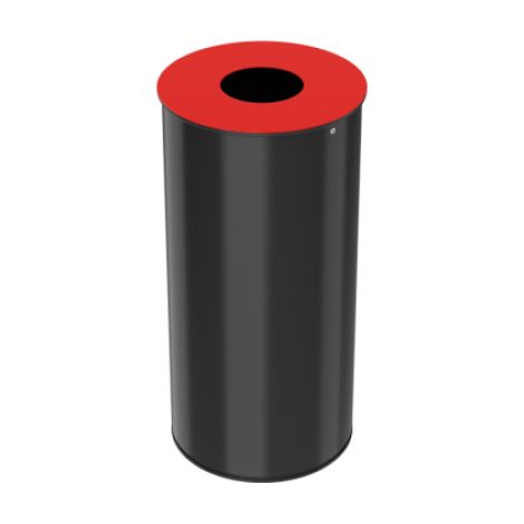 Corbeille de tri sélectif Neotri - métal - 50l - gris manganèse / rouge signalisation - RAL 3020