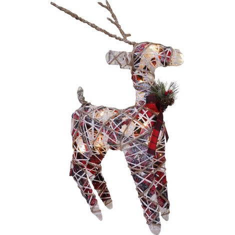 Renna di Natale H45 cm con Luci in Vimini Effetto Paillettes (1/2)