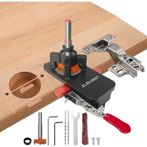 35mm Gabarit de Percage Charniere, Localisateur de charnières invisibles pour Porte Armoires De Bricolage Menuiserie Ajustable Gabarit de Charniere pour l’installation de portes d’armoire