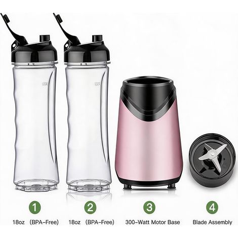 Blender for Smoothies Shakes, 2 Cups, Pink (1/5)