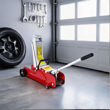 Cric hydraulique roulant 2,5 t hauteur 8-38 cm acier rouge (1/5)