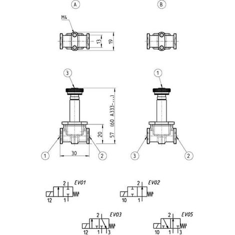 Distribuidor de control 5/3 v铆as CAMOZZI A3211D2