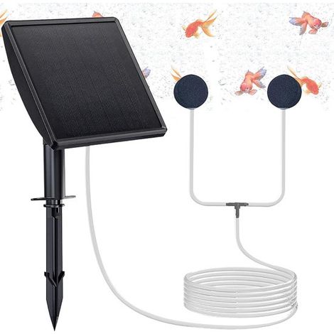 Pompe à air solaire - Aérateur de bassin solaire - Pompe à air pour bassin - Conception silencieuse à double buse (1/5)