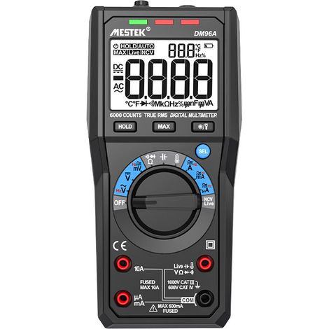 Mestek DM96A Multimètre multifonction à sélection automatique Multimètre numérique LCD HD NCV Mesure sans contact Multimètre intelligent (1/5)