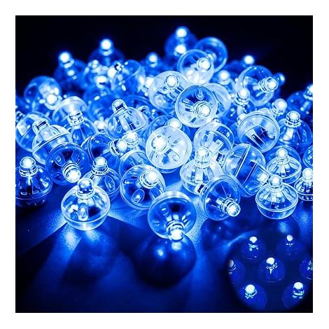 60 Mini LED Balloon Lights, Blue Round Lights, Reusable with Insulation Strips, Waterproof for Wedding, Birthday, Christmas, Halloween, Vase, Lantern and Party Decoration (1/5)