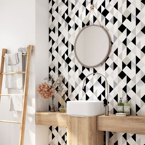 Crédence adhésive salle de bain - Motif géométrique - 60x60 cm - Adhésif BRILLANT (1/4)