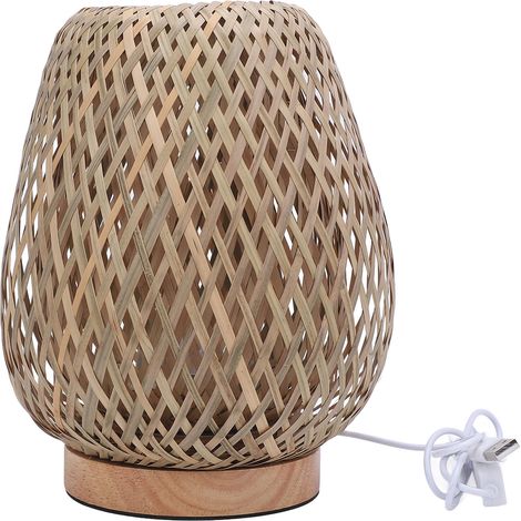 Table Lamp Double Layer Woven 3 Color Temperature Stepless Dimming Vintage Bedside Lamp for Bedroom (1/5)