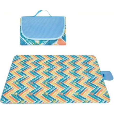 (Blau) Faltbare Picknickdecke für draußen, wasser- und sandabweisend für Camping, Strand und Park – 145 x 200 cm – blau (1/4)
