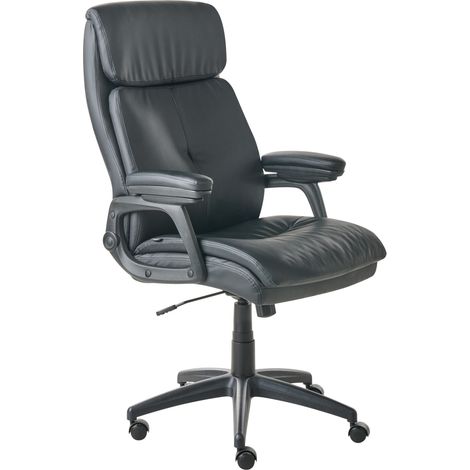 Silla ejecutiva de oficina asiento inclinable acolchado grueso piel sintética negra Director