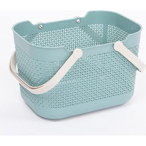 Badekorb, Duschkorb, tragbarer großer Badezimmerkorb, schlichtes Design, Gemüsekorb mit Griffen kaufen, blau.
