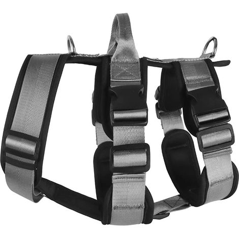 Harnais anti-explosion pour grand chien avec poignée, résistant et réglable, gris, taille S. (1/5)