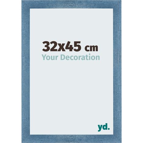 Your Decoration - 32x45 cm - Cadres Photo en MDF Avec Verre acrylique - Anti-Reflet - Excellente Qualité - Bleu Brillant Patiné - Cadre Decoration Murale - Mura.