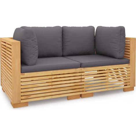 Canapés d'angle de jardin et coussins 2 pcs Bois de teck massif (1/5)
