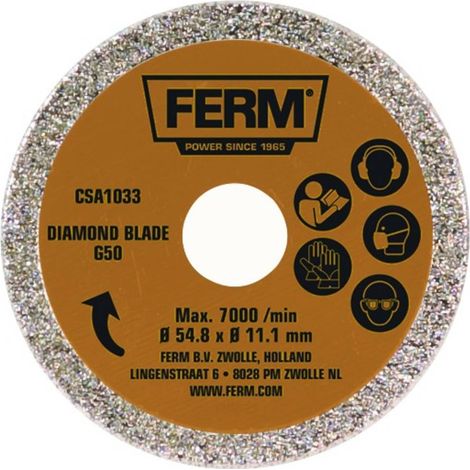 Ferm – Lame de scie circulaire 54,8 mm G50 – Pour coupes précises dans bois dur et béton – Axe de fixation 11,1 mm – Compatible mini-scies - CSA1033 (1/2)
