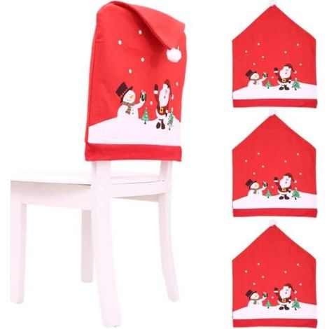 Housse de chaise - Noël - 4PCS - Rouge - Tissu non tissé - Intérieur (1/4)