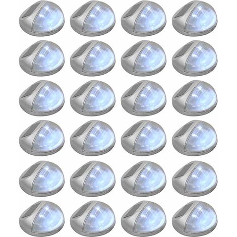 vidaXL Lámparas solares LED de pared exterior redonda 24 uds plateadas (1/5)