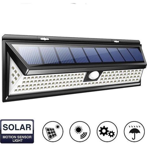 Solar wall light with 118 LEDs, 1000 lumens – 120° motion sensor – IP65 waterproof rating – 270° beam angle – Easy installation (1/5)