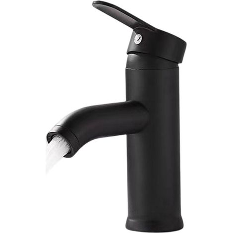 Mattschwarzer Wasserhahn, Kupferbecken, Mischbatterie, Kalt- und Warmwasserspüle, elegante matte Wasserhähne im Retro-Design, Einlochhebelhahn, langlebige Spüle