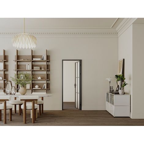 Bloc porte réversible en aluminium et verre dépoli - H204 x L83 cm - Noir - SEROTO