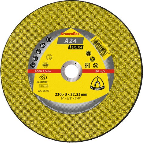 Disque de coupe Klingspor A 24 EX230 x 3 x 22,23 mm plat 25 pièces (1/2)