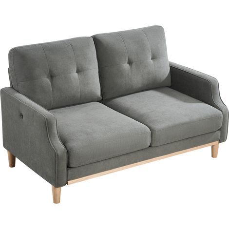 Canapé Loveseat en Tissu avec Port de Charge USB et Pieds en Bois pour Petit Appartement (1/5)