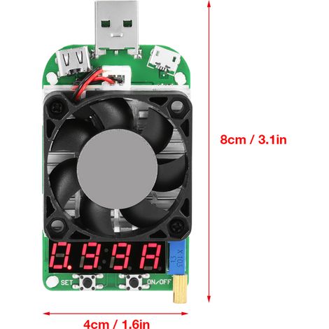 LD35 Multimètre électronique USB avec affichage numérique de la tension et du courant, testeur de vieillissement de batterie et résistance réglable (1/4)