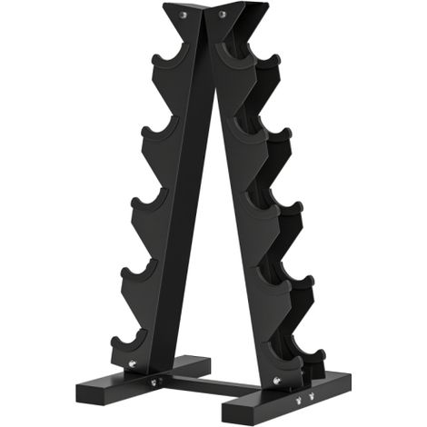 Soporte para 10 mancuernas, 5 niveles, estructura de acero resistente, hasta 100 kg, negro, 66 x 35 x 33 cm. Disponible en tienda. (1/5)