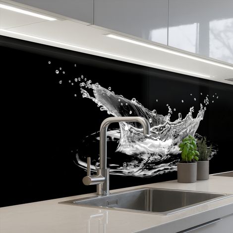 Kitchen Splashback Water - Splash - Water - Black 200x80 cm (1/5)