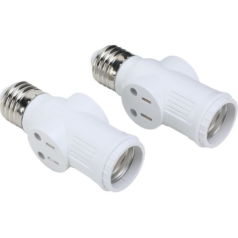 Lot de 2 adaptateurs de douille à 3 broches E26 blancs, convertisseur de tension 0 à 125 V CA (1/5)