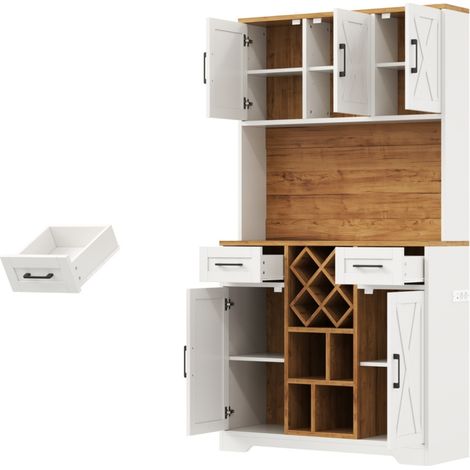 Armario alto de cocina con LED, botellero y enchufes, MDF, 105 x 40 x 180 cm, MODENUIT (1/5)