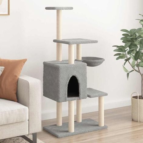 Arbre à chat avec griffes en sisal, gris clair, 131 cm (1/4)