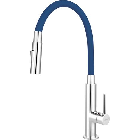 Zumba Slim 2F Küchenarmatur mit flexiblem blauem Auslauf, Chrom (1/2)