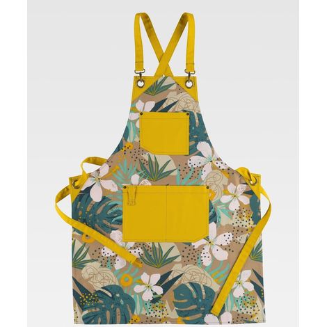 Delantal canvas estampado con peto para servicios M756 WORKTEAM  Mostaza (1/2)