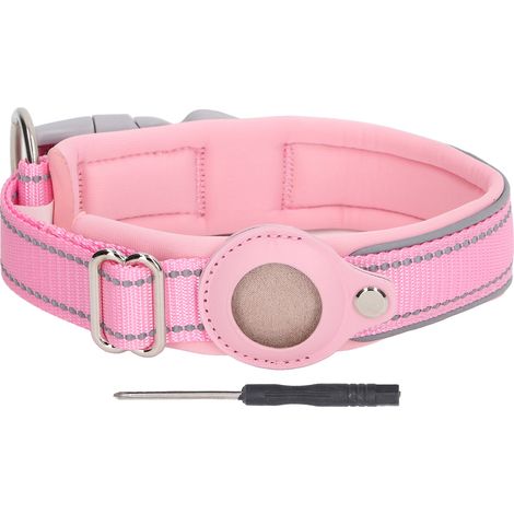 Ortungshalsband für Haustiere, weiches Trainingshalsband aus Polyester, verstellbar und stylisch für Hunde und Katzen, rosa, Größe S (1/5)