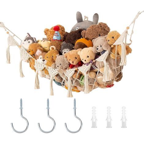 Hamac de Rangement pour Jouets, Filet Rangement Peluche Chambre Enfant, Range Peluche, Filet de Rangement pour Animaux en Peluche, Support Hamac Peluche pour Chambre Jouets Organisateur (1/5)