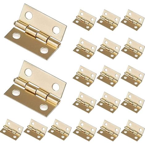 Set mit 20 kleinen, antiken Klappscharnieren aus Bronze für hölzerne Schmuckkästchen, 37 x 25 mm, goldfarben (1/5)