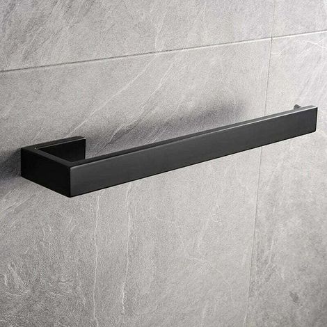 Porte-serviettes mural, anneaux porte-serviettes en acier inoxydable, porte-serviettes de salle de bain, accessoires de salle de bain 31 cm (noir) (1/5)