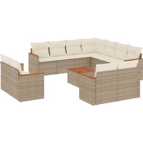 Maison Exclusive - 12-tlg. Garten-Sofagarnitur mit Kissen Beige P