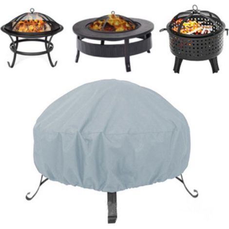 Housse de protection pour brasero rond, imperméable, coupe-vent, résistante aux UV, en tissu Oxford 210D (diamètre 122 x hauteur 46 cm), grise